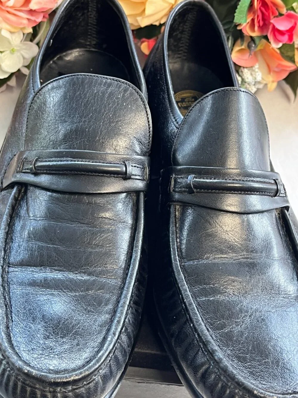Florsheim Como Black Leather Moc Toe Strap Loafers Men’s 11 D